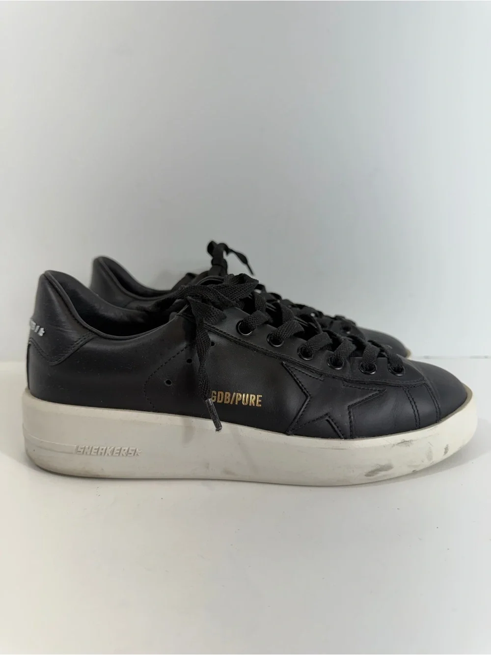 Golden Goose Pure Star Black Leather Low Top Sneakers Women’s EU 37 US 7